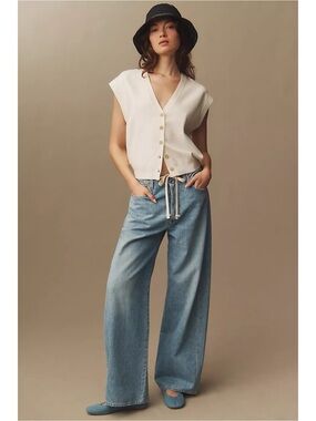 Citizens of Humanity Brynn Drawstring Trouser Jeans in Blue Lace Size 27 NWT